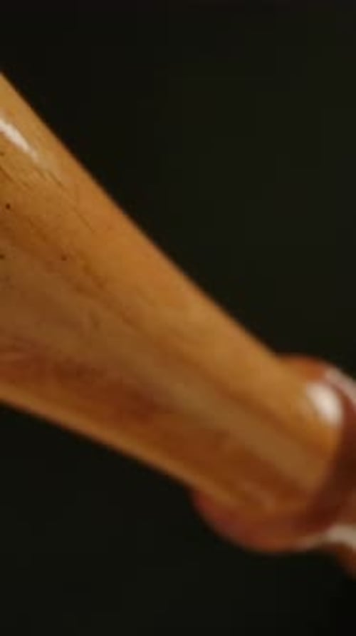 Vertical of Oldstyle Clean Metal Copper Cezve with Great Looking Wooden Handgrip