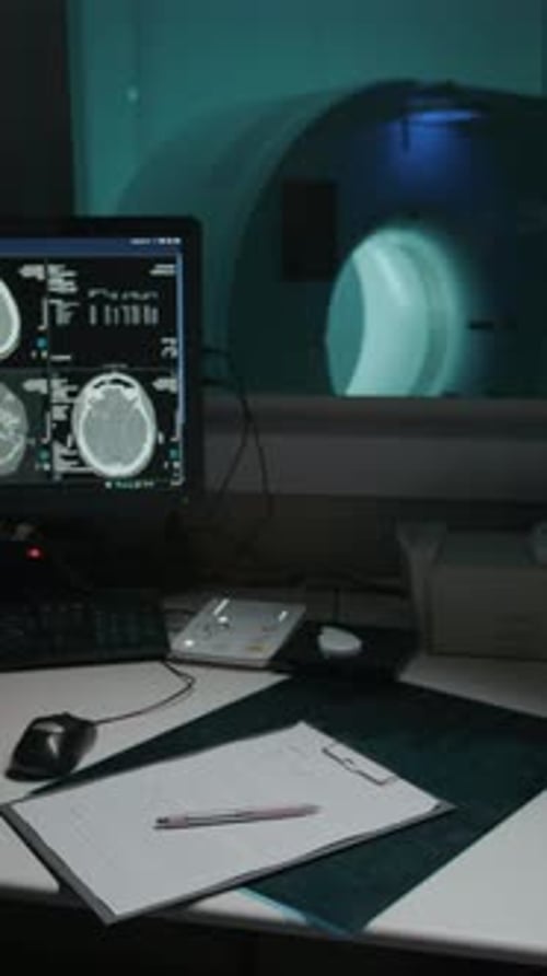 Desk of Radiology Diagnostician at Neurology Clinic