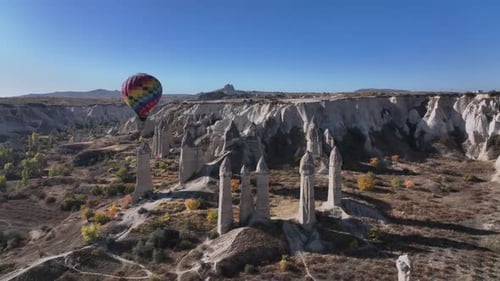 Colorful Lonely Balloon In The Valley Of Love In Cappadocia