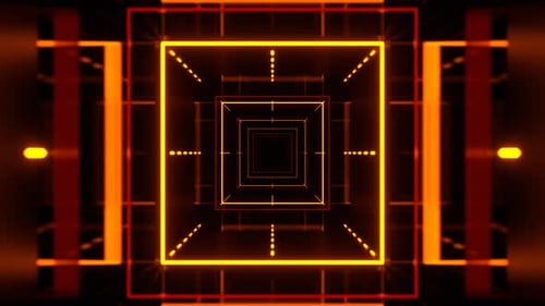 Orange And Red Geometric Neon Rotating Design Background Vj Loop In 4K