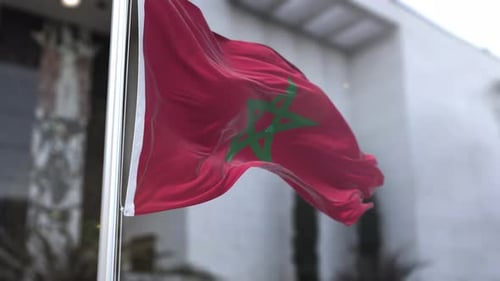 Morocco Flag In The Wind Waving Official Flag 4K