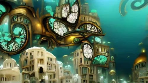Hintergrundvideo zur Steampunk-Animation unter dem Meer
