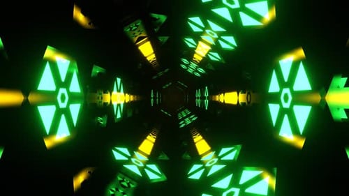 Yellow And Green Digital Strobe Light Vortex Background Vj Loop In 4K