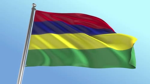 Mauritius National Flag Waving in Realistic 3D Animation