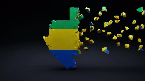 Gabon Map Flag Formation Animation
