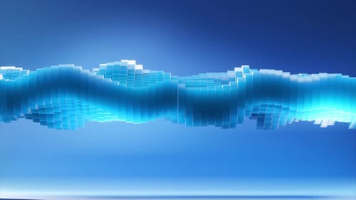 Digital Wave Flows Smoothly on Blue Background Creating a Mesmerizing Visual Effect Ideal for