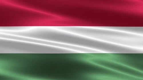 Hungary National Flag Waving Realistic Fabric Motion