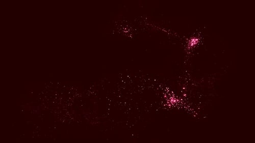 Abstract motion graphic background with flying and flickering particles, rectangular, mirror and mir