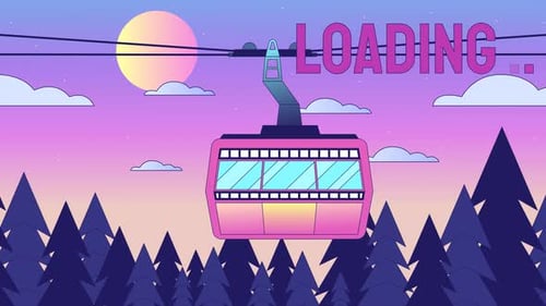 Flat Design Cable Car Loading Screen Animation