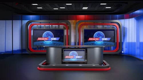 3D Virtual News Studio Background Loop
