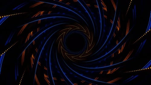 Blue And Orange Spiral Neon Ribbon Background Vj Loop In 4K