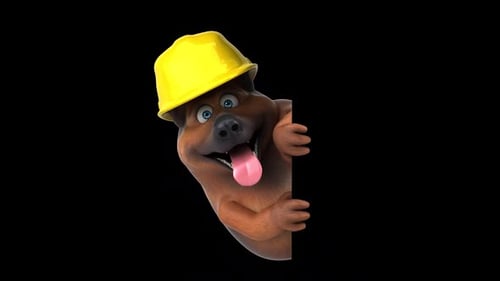 Fun 3D cartoon dog with a helmet (with alpha channel)