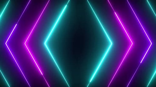 Abstract Neon Glowing Geometric Diamond Tunnel Loop Background