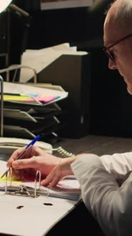 Adult Working Diligently At Desk