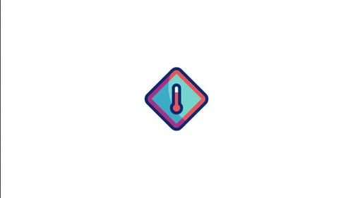 Animated Flat Design Thermometer Warning Alert Icon
