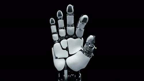 Futuristic Robotic Hand Making OK Gesture
