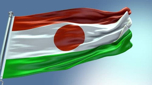Realistic Niger Flag Waving on Flagpole Animation