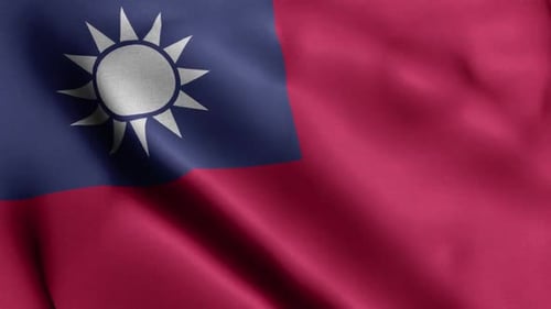 Realistic Taiwan National Flag Waving Loop