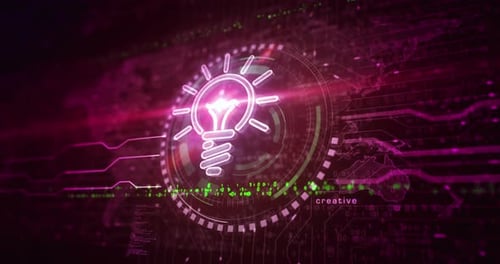 Bulb idea and creative innovation symbol loop digital concept