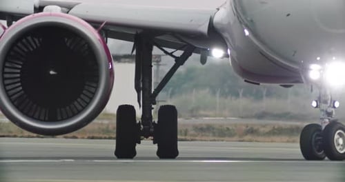 In the Heart of Aviation Immersive Shots of Passenger Plane Wheels