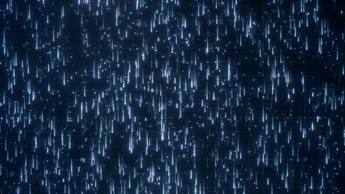 HD Futuristic Digital Data Rain Animation – Blue Cyber Code Falling Matrix Background Loop