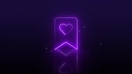 Neon Bookmark Heart Icon