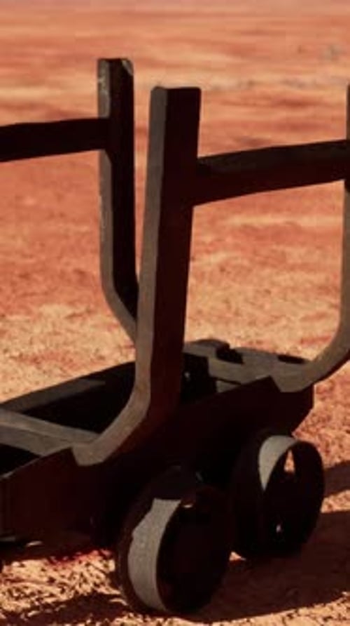 Old Rusted Mining Cart in Desert