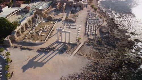 Luftbild des Apollontempels in Side, Türkei