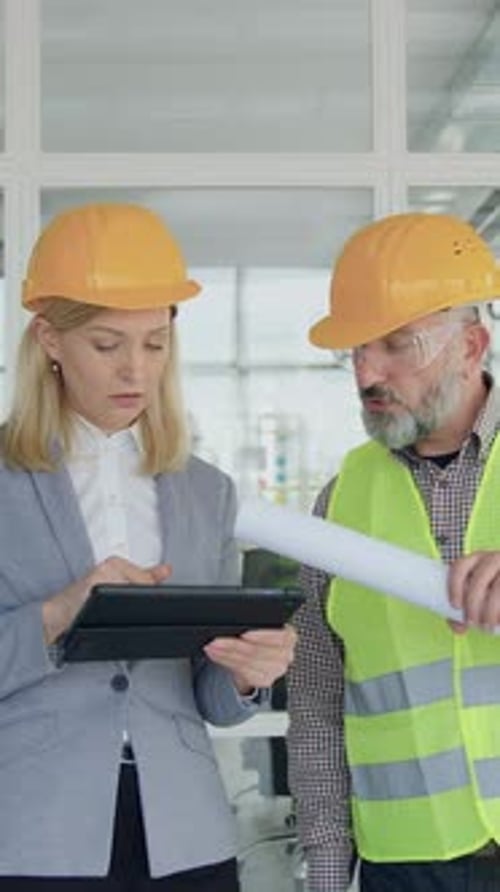 Building Industry Concept Where Goodlooking Purposeful Successful Female Customer in Hardhat