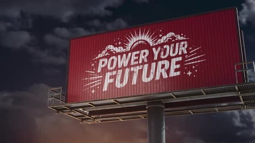 Dynamic Billboard Reveal with Radiant Graphic and Text