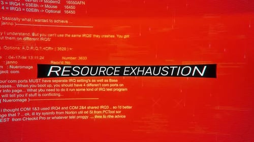 Épuisement des ressources sur l'écran d'arrière-plan d'Warning Hack