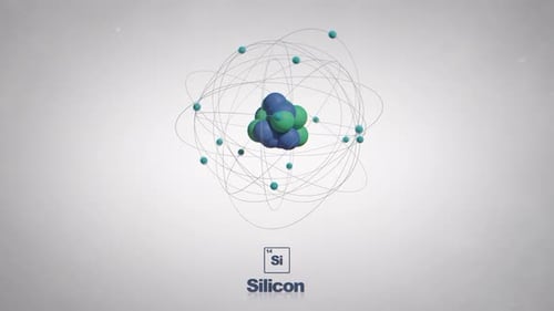 Seamlessly Looped Animated Silicon Atom - Element Periodic Table