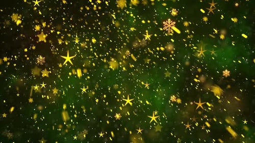 Festive Golden Stars and Snowflakes Falling Animation Loop