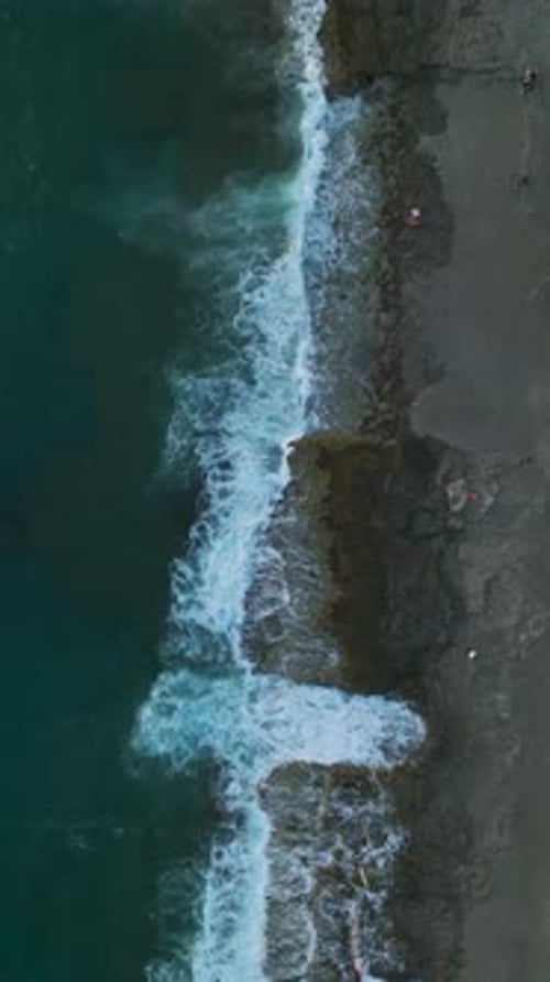 Vertical Video Coastal Escapade Waves and Seaside Leisure