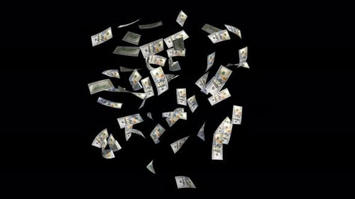 Falling US Dollar Bills Alpha Channel Money Animation