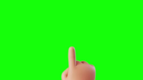 3d animation of a cartoon character hand isolated on green screen