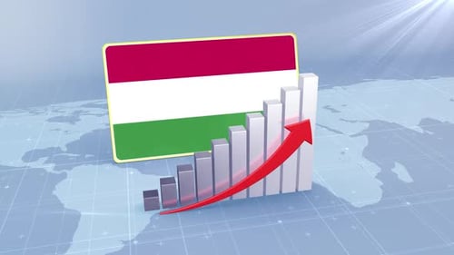 Hungary Economic Growth Bar Chart Graph Rising Red Arrow