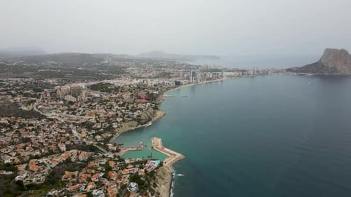 Stunning Aerial View of the Coastline of Alicante Mount Benacantil Spain