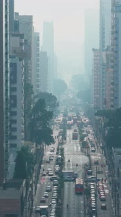 pollution morning skyline of Curitiba with busy Curitiba city and Parana pollution pollution