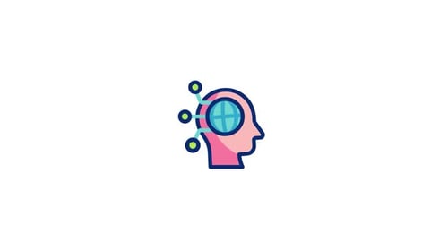 Flat Design Global Thinking Network Technology Icon Animation