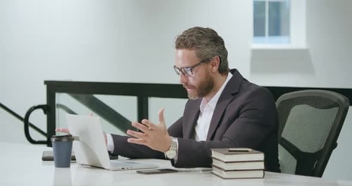 Office Worker Chatting Businessman Chatting Online Meeting Video Call Business Man Chatting Video