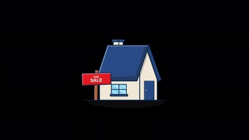 Flat Design House for Sale Animation