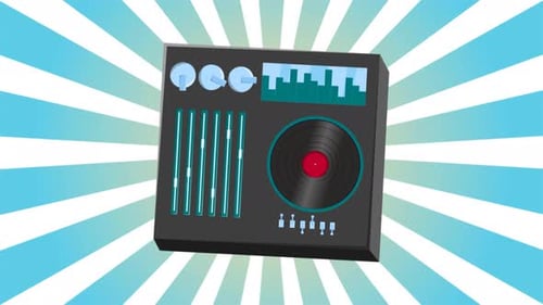 Animated DJ Mixer Console with Rotating Background