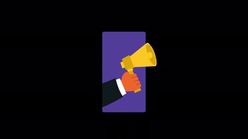 Flat Design Megaphone Hand Announcement Animation