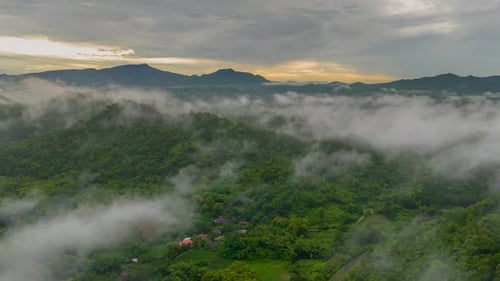 Beautiful aerial view of the valley landscape in the morning.