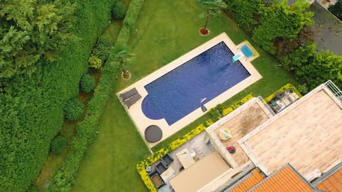 aerial view of swimming pool in villa