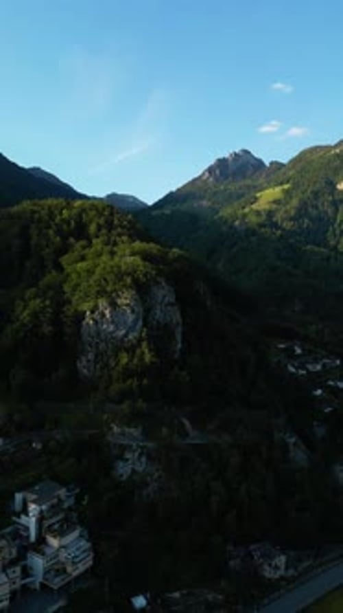 Above village of Weesen Switzerland Swiss alpine rolling hills in the summer