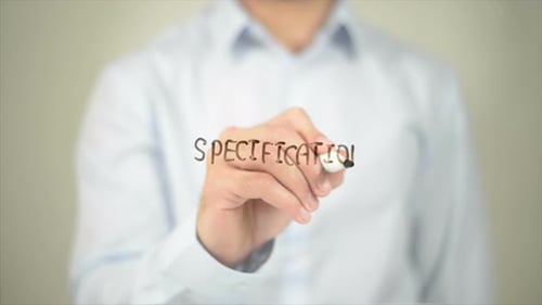 Specifications Man Writing on Transparent Screen