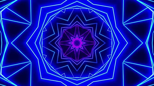 Blue and purple abstract pattern with star. Kaleidoscope VJ loop