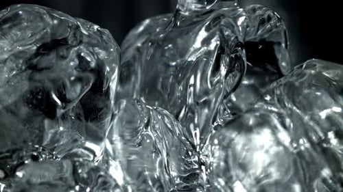 Macro Close Up of Clear Ice Chunks